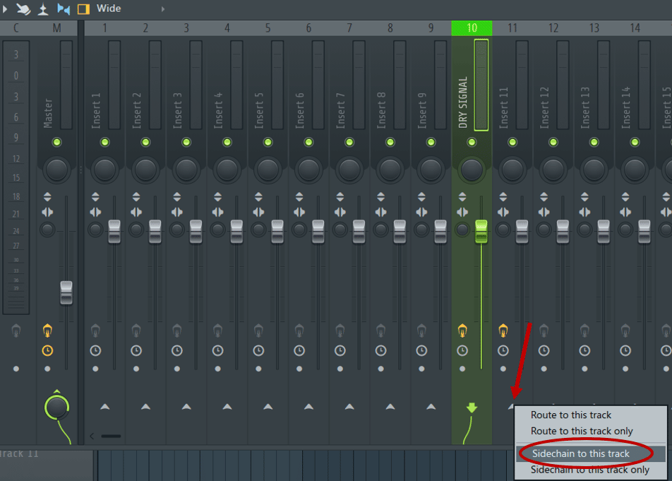 Mixer tracks side chain to this track